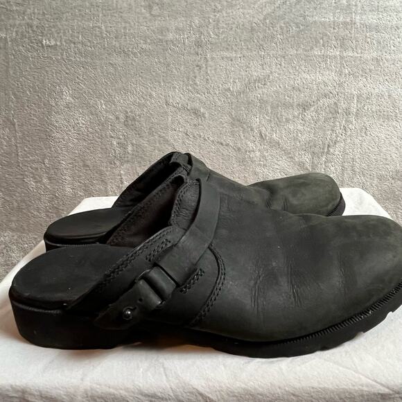 Teva Delavina‎ Mule Black Leather Clogs Size 7 - Picture 4 of 7